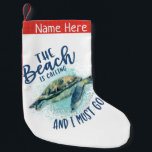 sea turtle beach calling small christmas stocking<br><div class="desc">Sea Turtle,  Beach is calling and I must go</div>