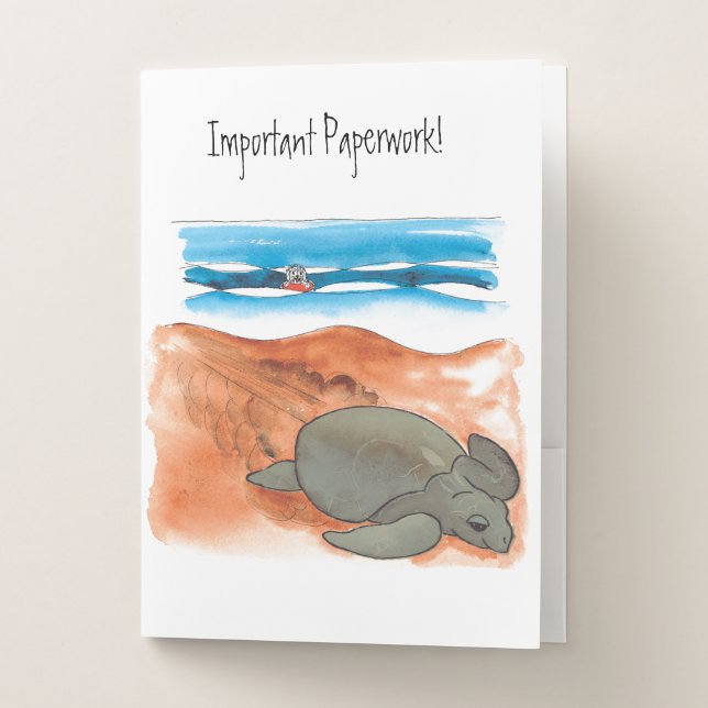 Sea Turtle Beach Fun Colorful Pocket Folder (Front)
