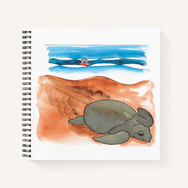 Sea Turtle Beach Fun Colorful Square Notebook (Front)