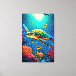 Sea Turtle Beach House Ocean Marine Life Animals Canvas Print