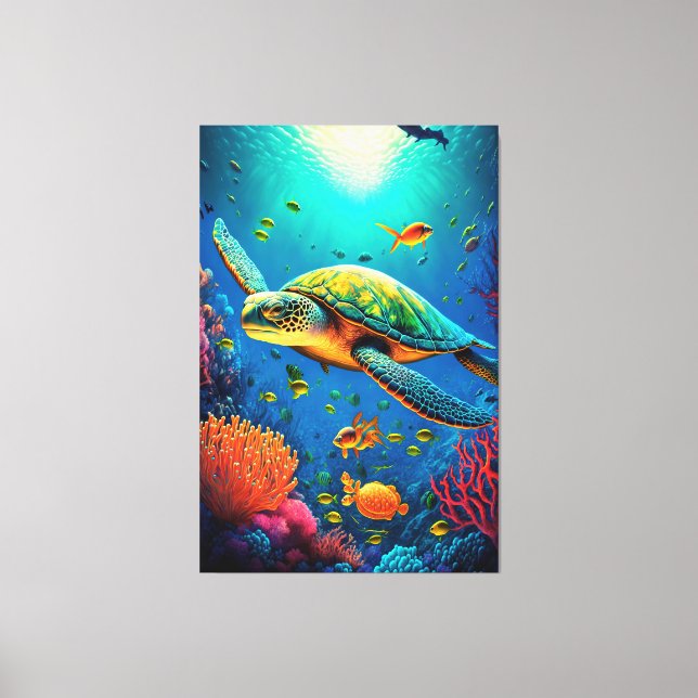 Sea Turtle Beach House Ocean Marine Life Animals Canvas Print (Front)