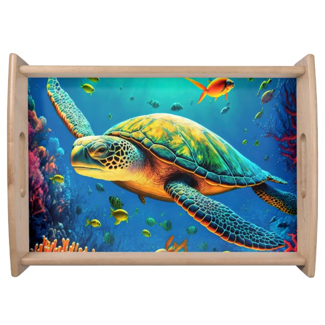 Sea Turtle Beach House Ocean Marine Life Animals Serving Tray (Front)