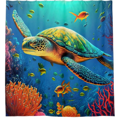 Sea Turtle Beach House Ocean Marine Life Animals Shower Curtain