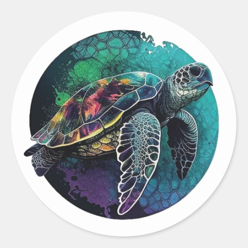 Sea Turtle Beach Lover Ocean Animal Graphic  Classic Round Sticker