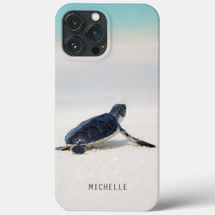 Sea Turtle Beach Ocean Nature Personalized Name iPhone 13 Pro Max Case