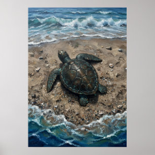 Sea Turtle Beach Ocean Poster
