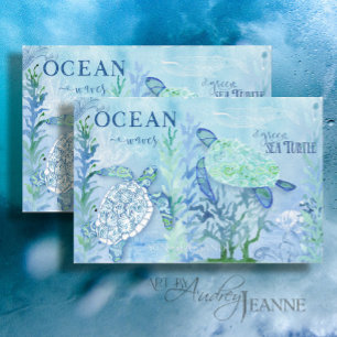 Sea Turtle Beach Ocean Sand Blue Decoupage Tissue Paper