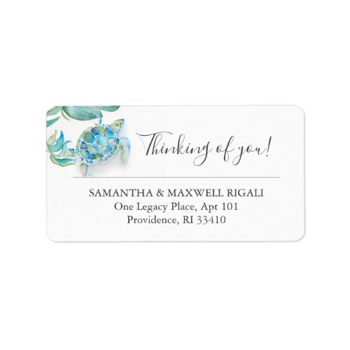 Sea Turtle Beach Return Address Label