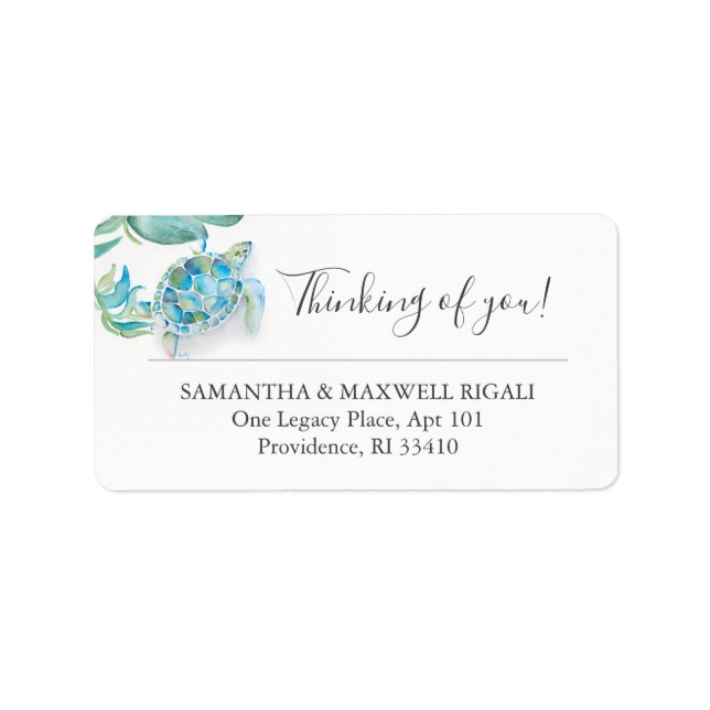 Sea Turtle Beach Return Address Label (Front)