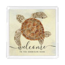 Sea Turtle Beach Sand Coastal Shore Welcome Name