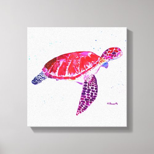 Sea turtle Beach Watercolor Ocean Under the Water  Canvas Print