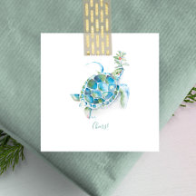 Sea Turtle Beachy Mini Christmas Note Card