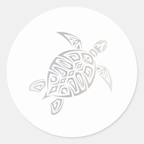 Sea Turtle Beige White Animal Tribal Classic Round Sticker