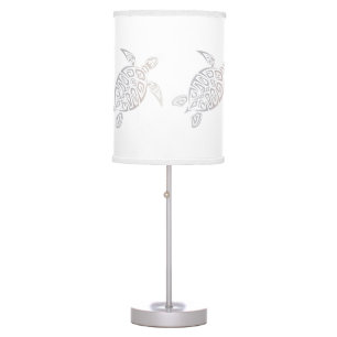 Sea Turtle Beige White Minimal Coastal Table Lamp