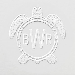 Sea Turtle Belly View 3 Initials Monogram #1 Embosser