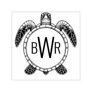 Sea Turtle Belly View 3 Initials Monogram #1 Self-inking Stamp