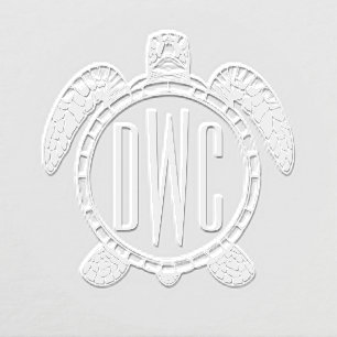 Sea Turtle Belly View 3 Initials Monogram #2 Embosser