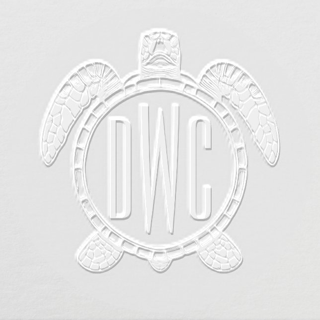 Sea Turtle Belly View 3 Initials Monogram #2 Embosser (Design)