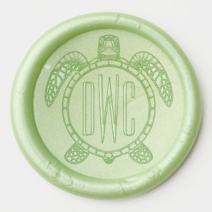Sea Turtle Belly View 3 Initials Monogram #2 Wax Seal Sticker