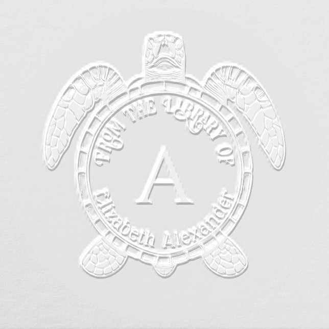 Sea Turtle Belly View Name Initial Library Book Embosser (Design)