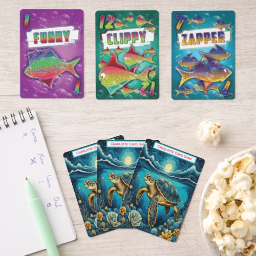 Sea Turtle Beneath The Moon Monogram Go Fish Game Go Fish Cards