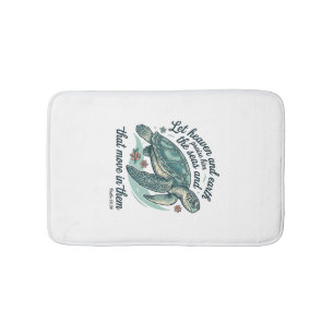 Sea Turtle Bible Verse Vintage Engraving Design_1 Bath Mat