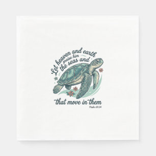 Sea Turtle Bible Verse Vintage Engraving Design_1 Napkins