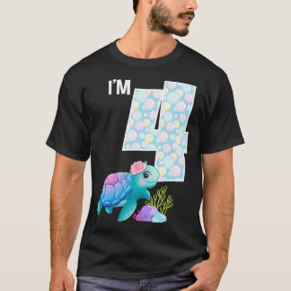 Sea Turtle Birthday I'm 4 Ocean Aquarium Theme 4th T-Shirt
