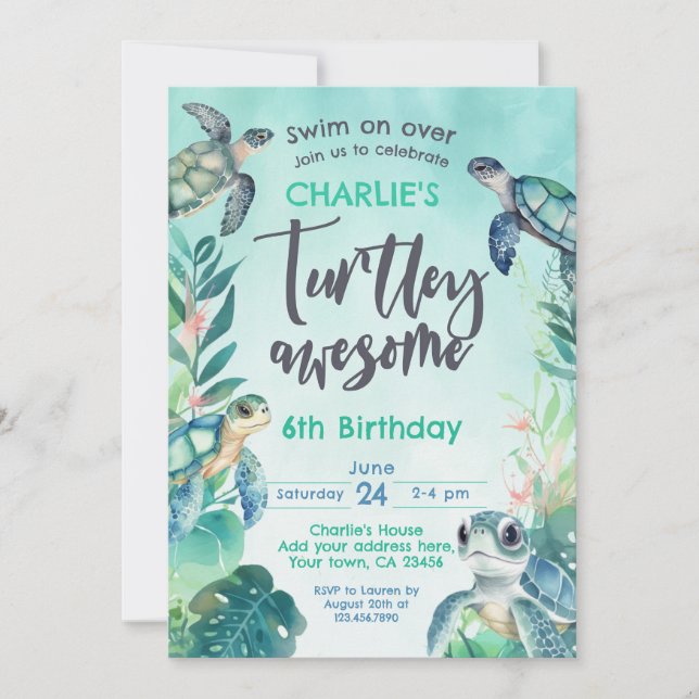 Sea Turtle Birthday Invitation (Front)