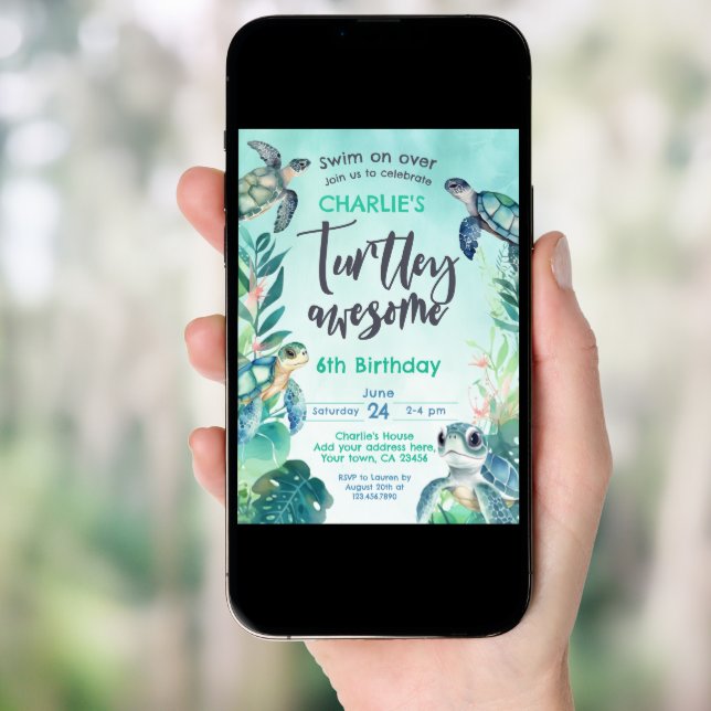 Sea Turtle Birthday Invitation (Front Digital)