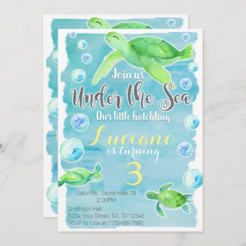 Sea Turtle Birthday Invitation