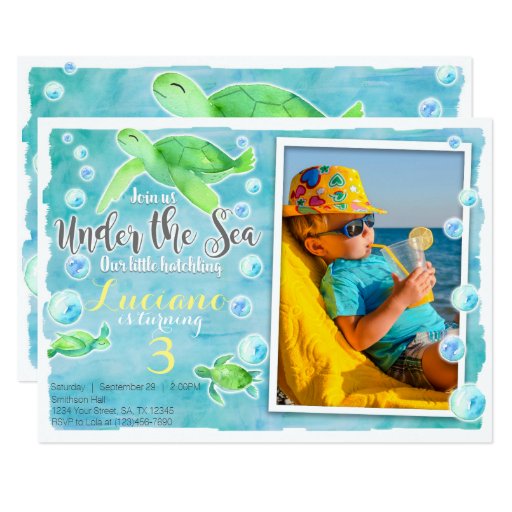 Sea Turtle Birthday Party Invitations 6