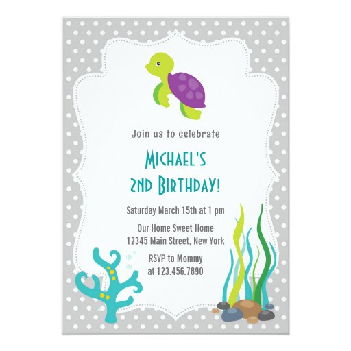 Sea Turtle Birthday Party Invitations 2