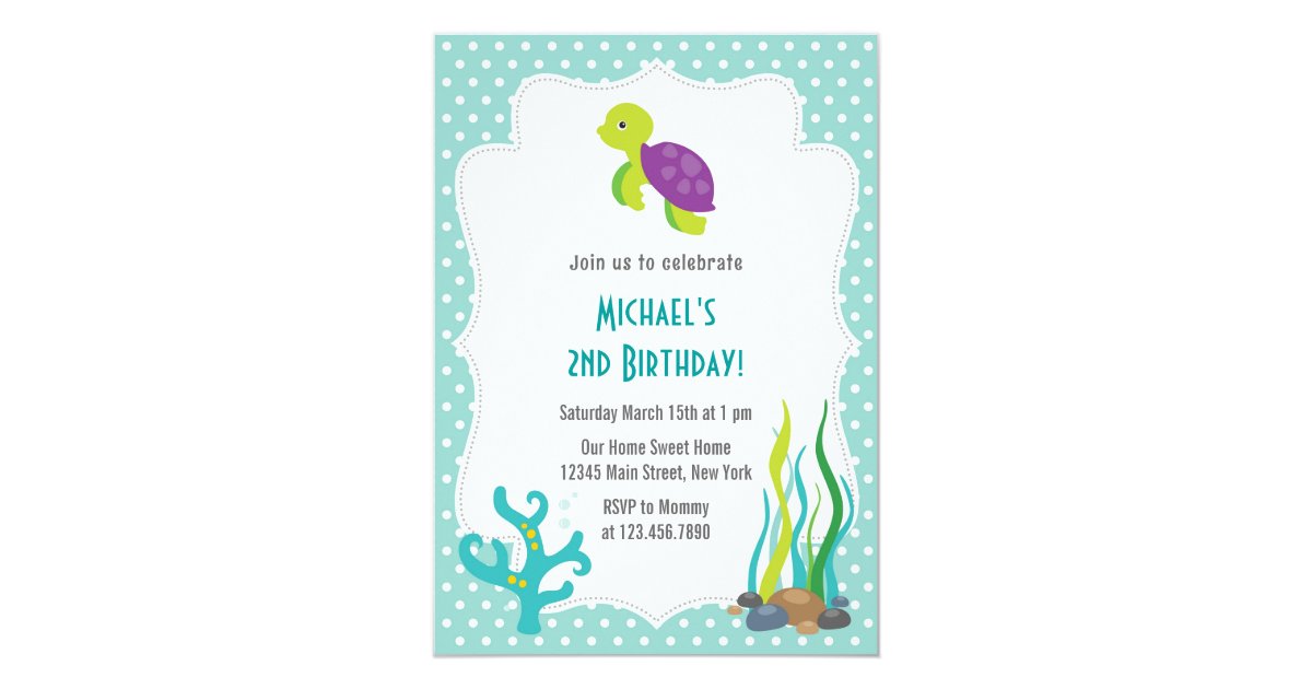 Sea Turtle Birthday Party Invitations 4