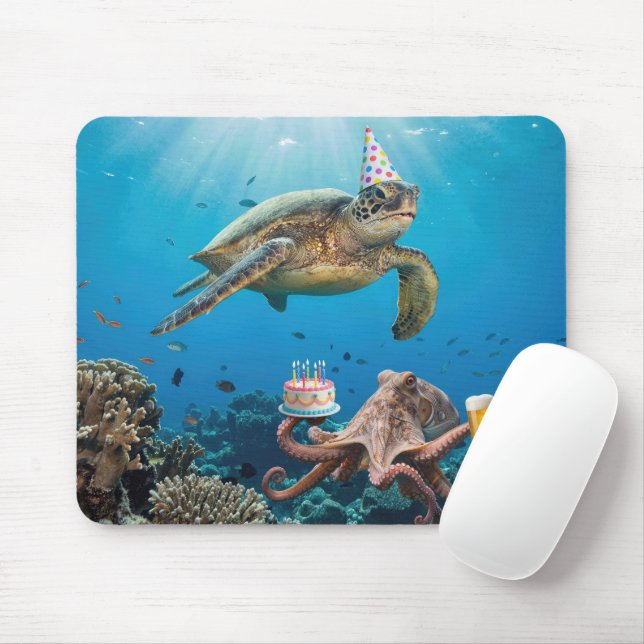 Sea Turtle Birthday Party with Octopus Mouse Pad (With Mouse)