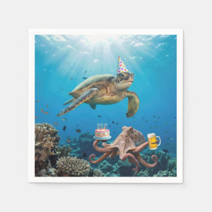 Sea Turtle Birthday Party with Octopus Napkins