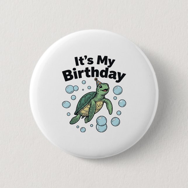 Sea Turtle Birthday Shirt Design_1 Button (Front)