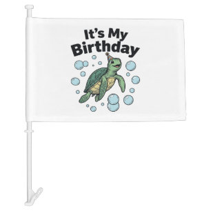 Sea Turtle Birthday Shirt Design_1 Car Flag