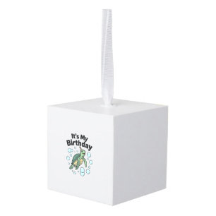 Sea Turtle Birthday Shirt Design_1 Cube Ornament