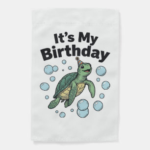 Sea Turtle Birthday Shirt Design_1 Garden Flag