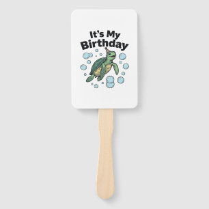 Sea Turtle Birthday Shirt Design_1 Hand Fan
