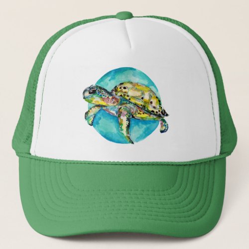 Sea Turtle Blue Circle Trucker Hat