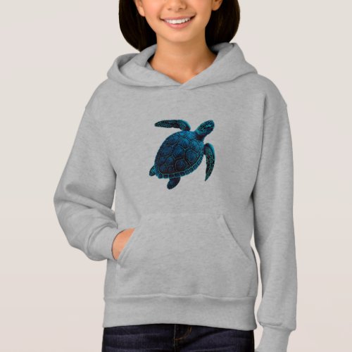 Sea turtle blue drawing   hoodie
