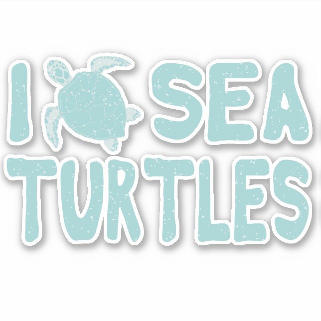 Sea Turtle Blue Marine Wildlife Sticker (Front)