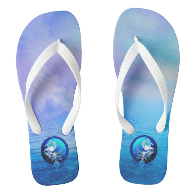 SEA TURTLE BLUE MOON RACE FLIP FLOPS (Footbed)