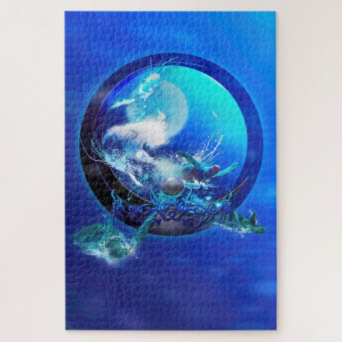 SEA TURTLE BLUE MOON RACE JIGSAW PUZZLE