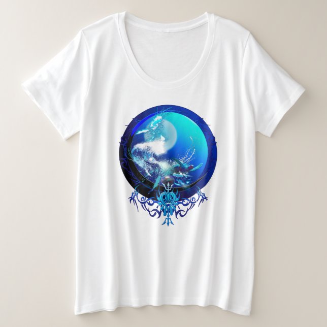 SEA TURTLE BLUE MOON RACE PLUS SIZE T-Shirt (Design Front)
