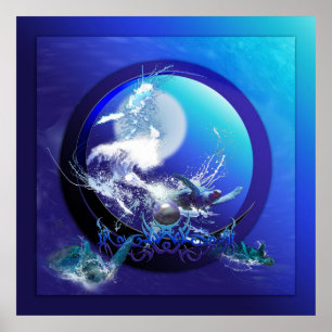 SEA TURTLE BLUE MOON SEA TURTLE RACE POSTER