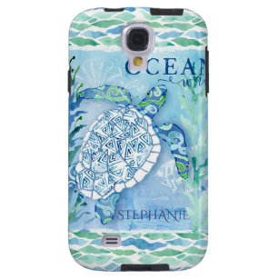 Sea Turtle Blue Ocean Modern Watercolor Pattern Galaxy S4 Case