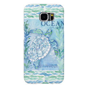 Sea Turtle Blue Ocean Modern Watercolor Pattern Samsung Galaxy S6 Case